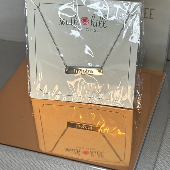 South Hill Designs “Inspire” Bar Charm Silver Necklace with Extender, New - Picture 3 of 4